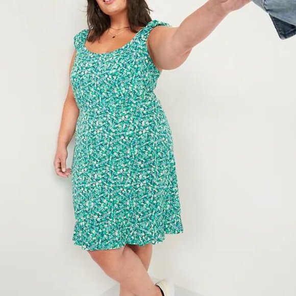 Old Navy Floral Fit & Flare Puff-Sleeve Dress for Women New - Picture 3 of 4